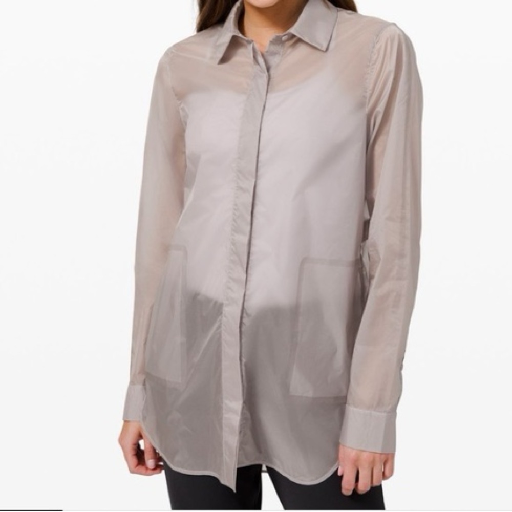 Lululemon Women’s Hazy Sky Sheer Gray Button Up Casual Shirt Jacket Sz 8